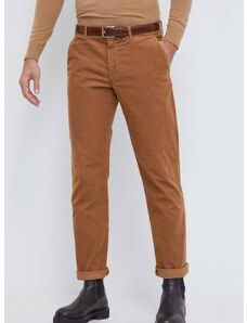 Manšestrové kalhoty Tommy Hilfiger hnědá barva
