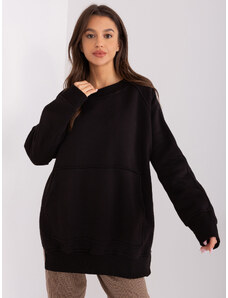 BASIC ČERNÁ VYTEPLENÁ OVERSIZE MIKINA BEZ KAPUCE --BLACK