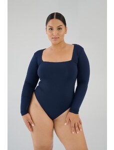 Saint Body Longesleeve Bodysuit Wide Neck - Blue