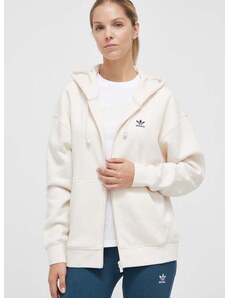 Mikina adidas Originals dámská, béžová barva, s kapucí, hladká, IJ5419