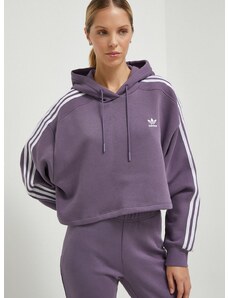 Mikina adidas Originals dámská, fialová barva, s kapucí, vzorovaná
