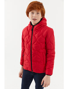 River Club Boy's Onion Patterned Fiber Inside Water and Windproof Red Hooded Coat