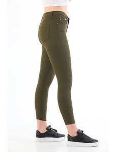 BİKELİFE Khaki Plus Size High Waist Lycra Gabardine Trousers