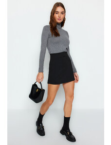 Trendyol Black Interlock High Waist Zipper Mini Knitted Skirt