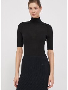 Vlněné body Calvin Klein černá barva, s pologolfem