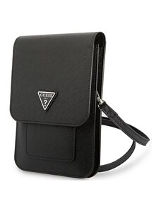 Guess PU Saffiano Triangle Logo Phone Bag černá