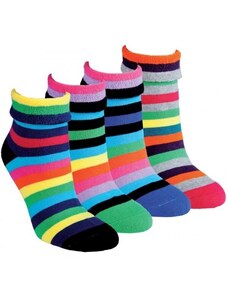 Dámské teplé pruhované ohrnovací froté ponožky RS mix barev 35-38