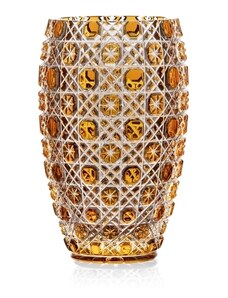 Bohemia Crystal Ručně broušená váza Osmihran Amber 205mm
