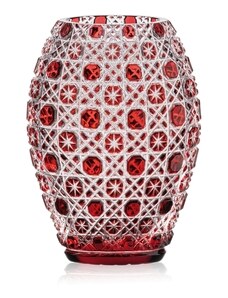 Bohemia Crystal Ručně broušená váza Osmihran Rubín 205mm