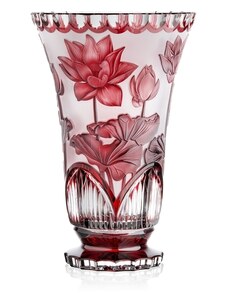Bohemia Crystal Ručně broušená váza Lotos Rubín 305mm