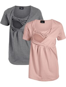 bonprix Těhotenské/kojicí tričko (2 ks v balení) Růžová