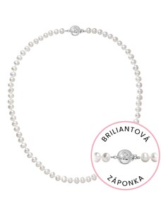 EVOLUTION GROUP Perlový náhrdelník z říčních perel se zapínáním z bílého 14 karátového zlata 822001.1/9270B bílý