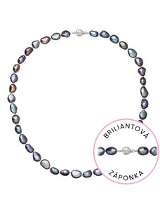EVOLUTION GROUP Perlový náhrdelník z říčních perel se zapínáním z bílého 14 karátového zlata 822027.3/9266B peacock