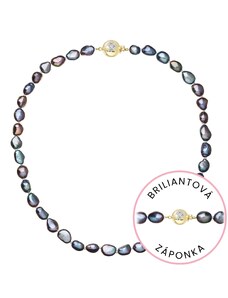 EVOLUTION GROUP Perlový náhrdelník z říčních perel se zapínáním ze 14 karátového zlata 922027.3/9270A peacock