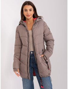 Fashionhunters Světle hnědá zimní bunda SUBLEVEL s kapucí