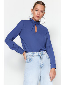 Trendyol Navy Blue High Neck Woven Blouse