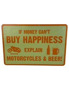 OXFORD-ACI Plechová cedule If money can´t buy happiness explain motorcycles & beer! 30 x 20 cm