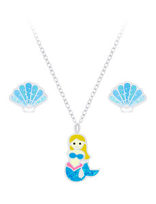 Klenoty Amber Set stříbrných šperků pro holčičku mořská víla