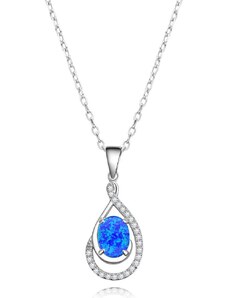 4U Stříbrný náhrdelník s modrým opálem Viki