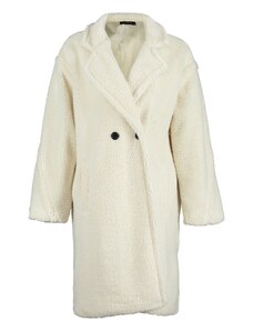 Trendyol Oversize Ecru Wide-Cut Long Plush Coat