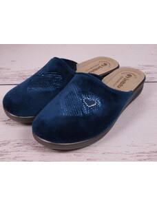 Pantofle papuče bačkory Inblu CF43-004 modré se srdíčkem s koženou stélkou