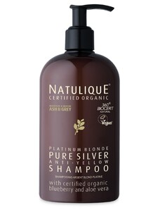 Fialový šampon neutralizující teplé blond odstíny XXL balení - NATULIQUE Pure Silver Shampoo 500 ml