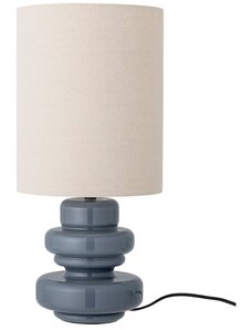 Modrá skleněná stolní lampa Bloomingville Fabiola se lněným stínidlem
