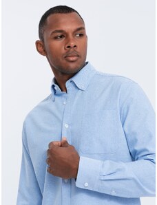 Ombre Clothing Pánská košile Oxford REGULAR - modrá V4 OM-SHOS-0108
