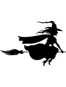 Gravon Samolepka - čarodějnice letící na koštěti