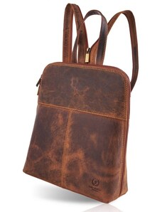 Kabelky od Hraběnky Dámský kožený batoh z přírodní kůže PERUZZI; hnědá vintage