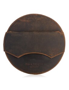 Dámská kulatá taška na rameno Kabelky od Hraběnky vintage; tmavě hnědá