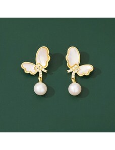 JAY Náušnice s perlou a zirkony Daria - motýl