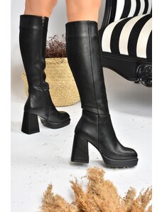 Fox Shoes Black Platform Heeled Women's Boots
