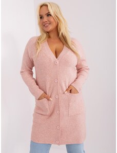 Fashionhunters Světle růžový pletený svetr velikosti plus