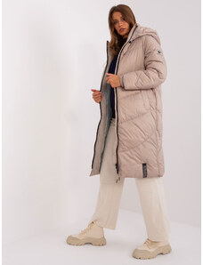 Fashionhunters Tmavě béžová zimní bunda s kapucí SUBLEVEL