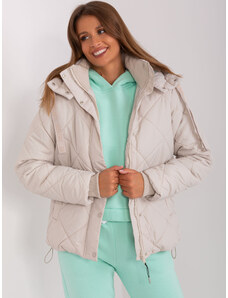 Fashionhunters Světle béžová zimní bunda s manžetami SUBLEVEL