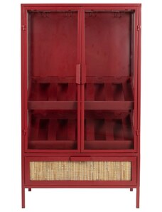 Červená dřevěná vinotéka DUTCHBONE MORI 130 x 61 cm