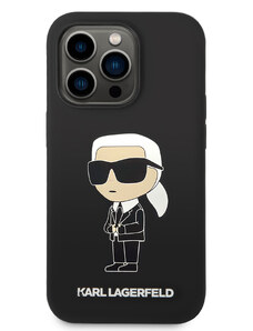 Ochranný kryt na iPhone 15 Pro MAX - Karl Lagerfeld, Liquid Silicone Ikonik NFT Black