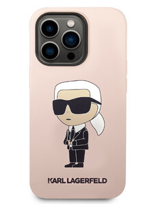 Ochranný kryt na iPhone 15 Pro - Karl Lagerfeld, Liquid Silicone Ikonik NFT Pink