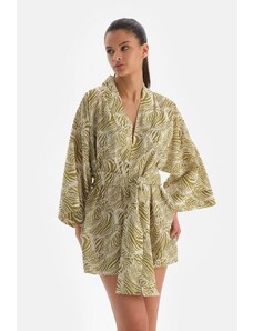 Dagi Green-White Cotton Kimono
