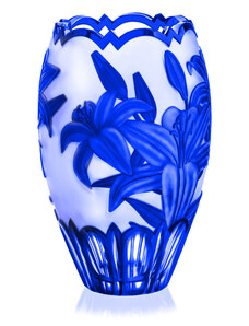 Bohemia Crystal Ručně broušená váza Lilie Modrá 300mm