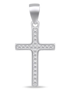 Brilio Silver Třpytivý stříbrný přívěsek křížek CRS024