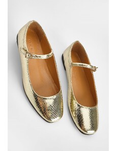 Marjin Women's Banded Flat Shoes Osela Golden Snake