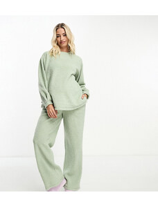 ASOS Maternity ASOS DESIGN Maternity lounge borg sweat & wide leg trouser set in sage-Green