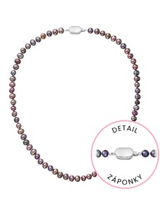 EVOLUTION GROUP Perlový náhrdelník z říčních perel se zapínáním z bílého 14 karátového zlata 822001.3/9269B dk.peacock