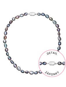 EVOLUTION GROUP Perlový náhrdelník z říčních perel se zapínáním z bílého 14 karátového zlata 822027.3/9269B peacock