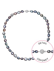 EVOLUTION GROUP Perlový náhrdelník z říčních perel se zapínáním z bílého 14 karátového zlata 822027.3/9272B peacock