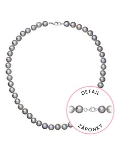EVOLUTION GROUP Perlový náhrdelník z říčních perel se zapínáním z bílého 14 karátového zlata 822028.3/9260B grey