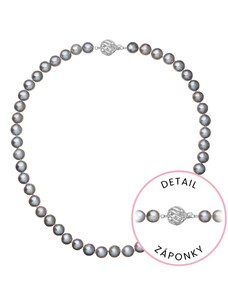EVOLUTION GROUP Perlový náhrdelník z říčních perel se zapínáním z bílého 14 karátového zlata 822028.3/9264B grey