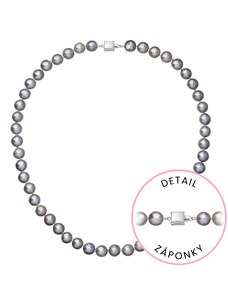 EVOLUTION GROUP Perlový náhrdelník z říčních perel se zapínáním z bílého 14 karátového zlata 822028.3/9268B grey